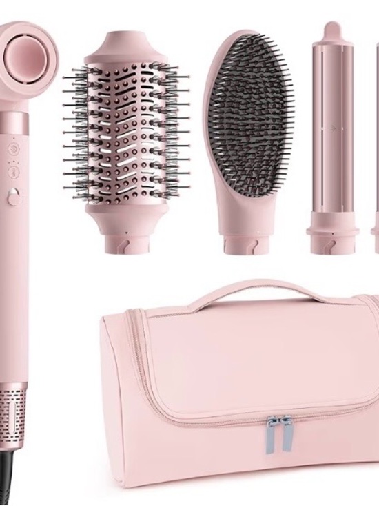 Other - NEW 5-in-1 Hot Air Styler Auto Curlers Dryer Volumizing Brush Travel Bag Pink